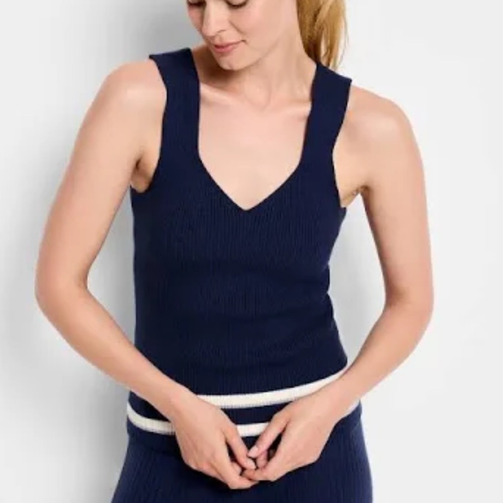 Nic+Zoe unwind sweater knit tank top blue M active wear athletic outdoors boho